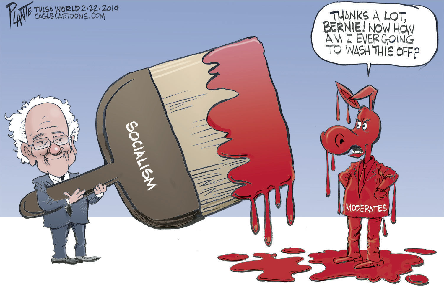 Independent Bernie Sanders painting party red
